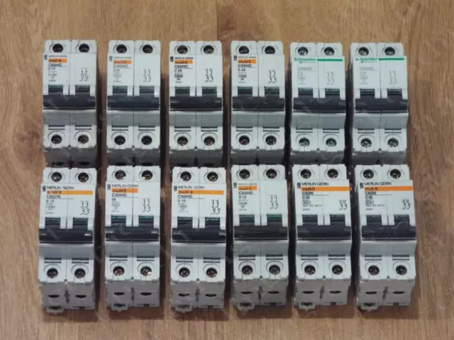 Merlin Gerin Schneider C60H Multi 9 MCB Circuit Breaker Double Pole 2P 2 pole