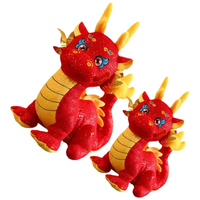 2 Pcs Plush Chinese Mascot Dragon New Year Doll 2024 Stuffed Animal