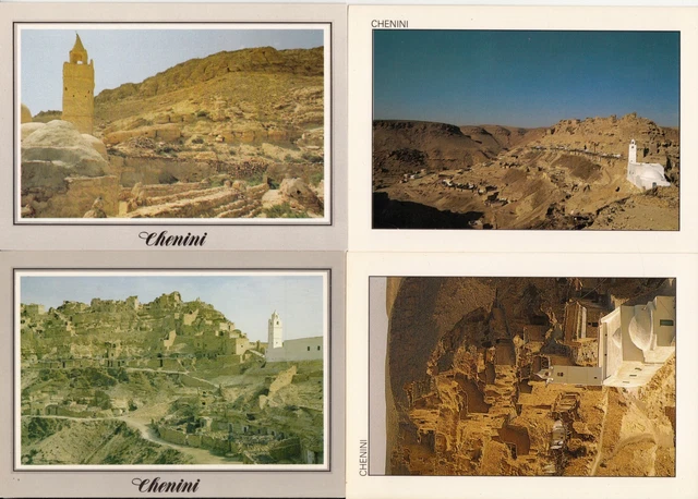 Lot 4 cartes postales anciennes TUNISIE TUNISIA CHENINI