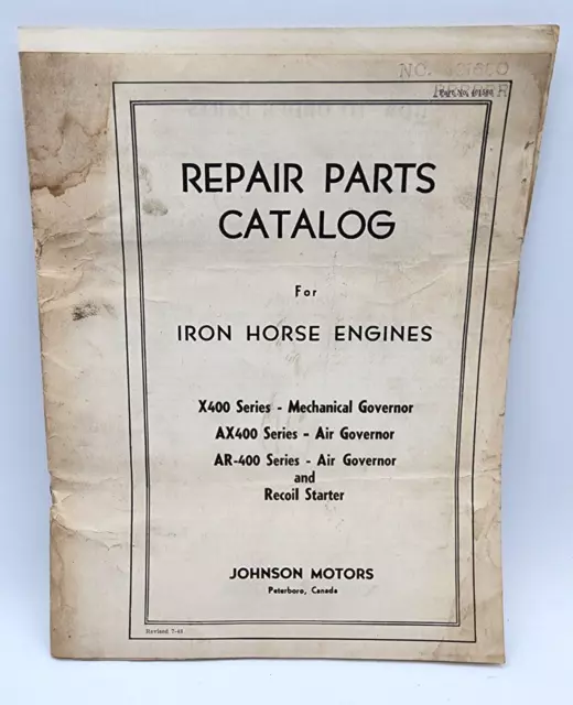 Johnson Iron Horse Engines X400 Series Repair Parts Catalog Mechanical Air Gov