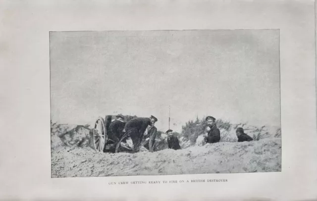 1914 Ww1 German Army Print Gun Crew Getting Ready To Fire On British Destroyer