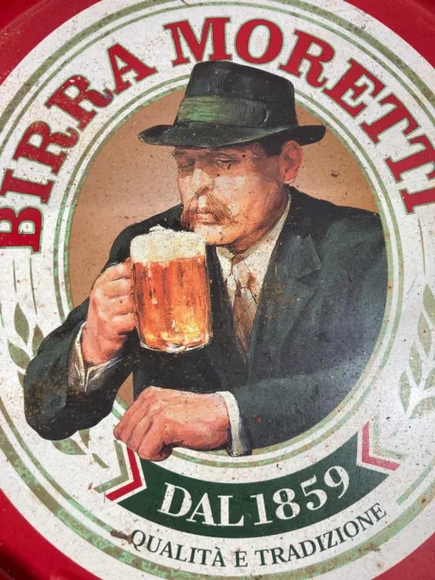 Birra-Moretti-Vecchio Vassoio Pubblicitario-Da Collezione-Decorativo-Usato