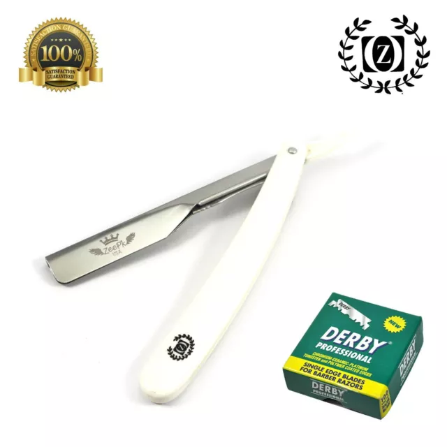 Beard Cut Throat Men Barber Shavette Straight Shaving Razor + 100 Derby Blades