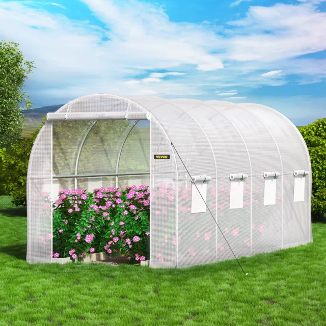 VEVOR Walk-in Greenhouse 15'x7'x7' Hot Planter House Gardening Galvanized Frame