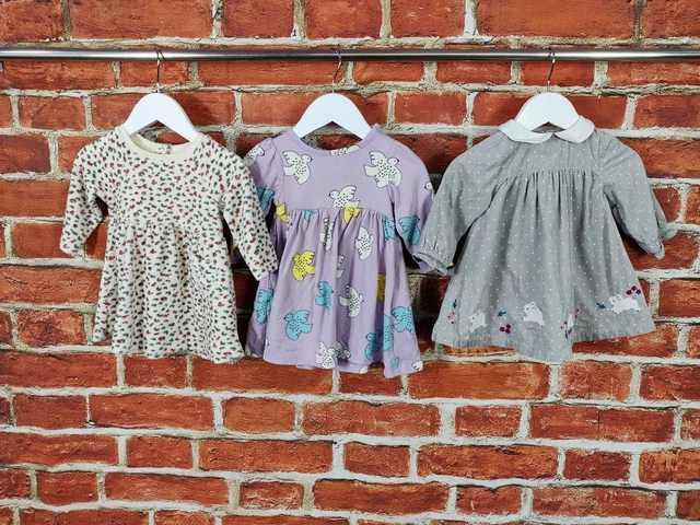 Pacchetto Abiti A Maniche Lunghe Bambine Età 3-6 Mesi M&S John Lewis Festa 68Cm