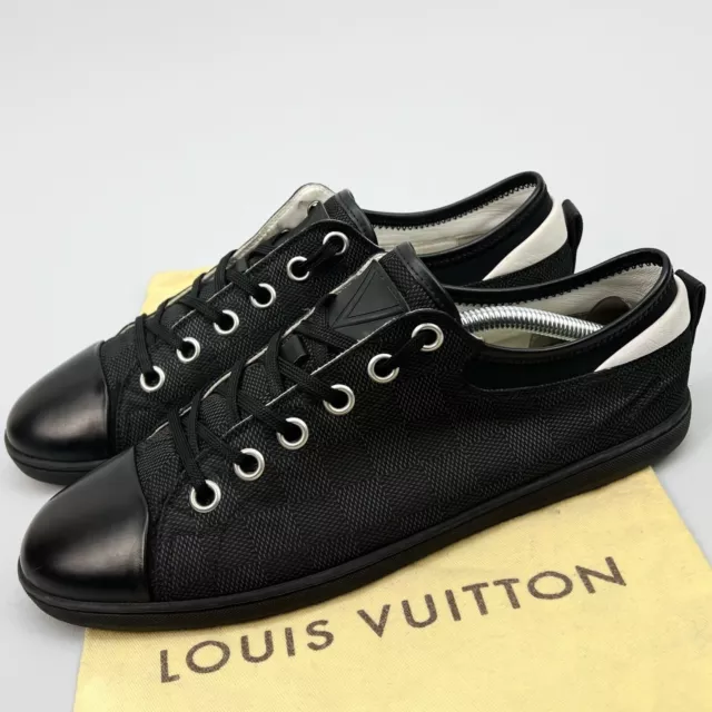 Louis Vuitton mens sneakers 11M/UK10 Black leather/Damier trim Hightop zip