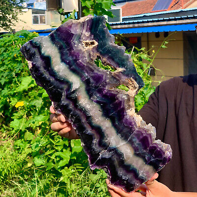 7LB Natural beautiful Rainbow Fluorite Crystal Rough stone specimens cure