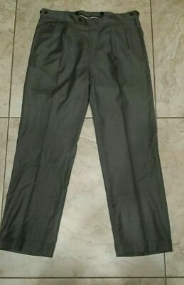 J. HILBURN Gray Pleated 100% Wool ITALY Dress Pants 34x29.5