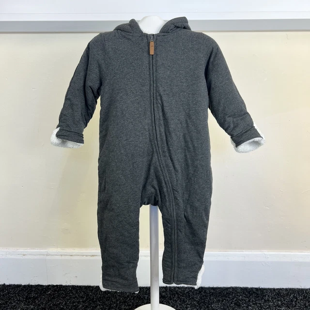 H&M Baby Jungen Mädchen grau anthrazit beige Vliesmantel Kinderwagen UK 6-9 Monate