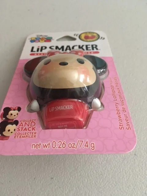 2 X NEW LIP SMACKER Disney Tsum Tsum Lip Balm Minnie Mouse Strawberry Lollipop