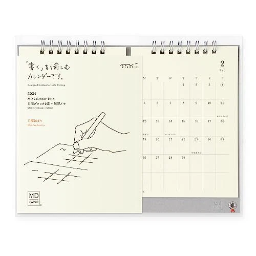 MIDORI 2024 CALENDAR Desktop MD Calendar Twin 31276006 H165×W220×D90mm