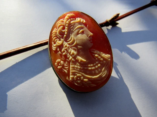 Vintage 1930 or, coquillage, broche camée, pendentif 12 carats, haut