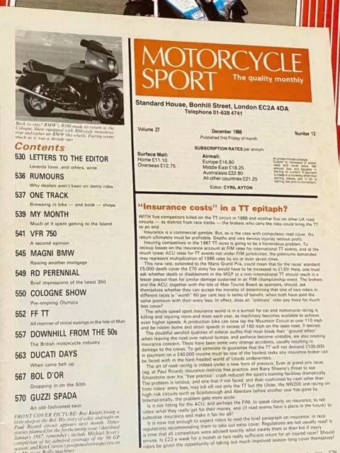MOTORCYCLE SPORT MAGAZINE  1986 FULL YEAR  12 x Issues January to December 3