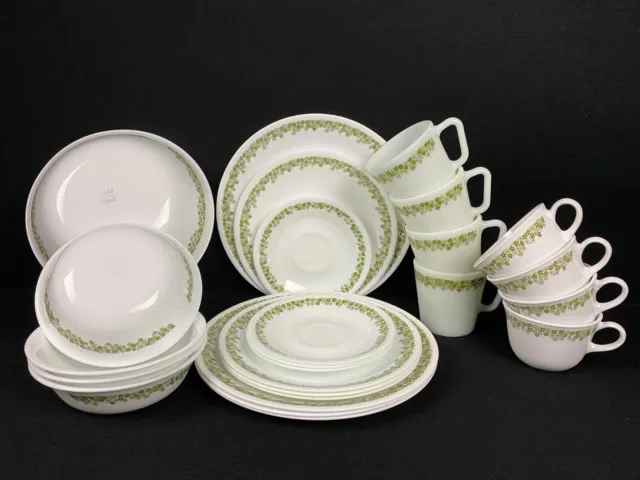 Vintage Corelle Crazy Daisy Spring Blossom 25 Pc Dinner Dish Set Service for 4