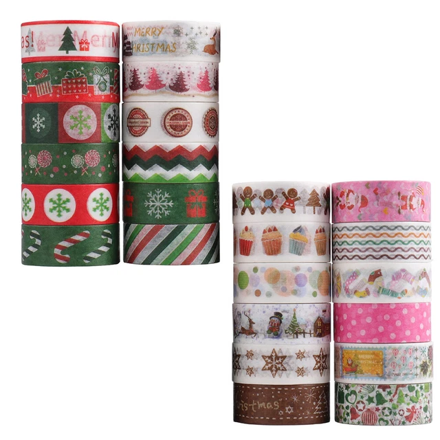 24 rollos de cintas washi de Navidad pegatinas de regalo cinta de álbum de recortes regalo de Navidad