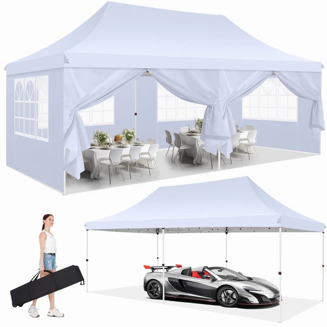 Weiß Pavillon 3x3/3x6m Wasserdicht Gartenzelt Faltpavillon Partyzelt Popup Zelt