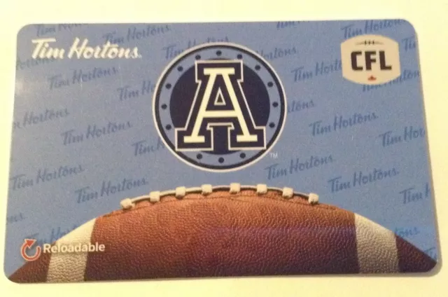 NEW TIM HORTONS - Toronto Argos Football - Gift Card - Unloaded - $0 value