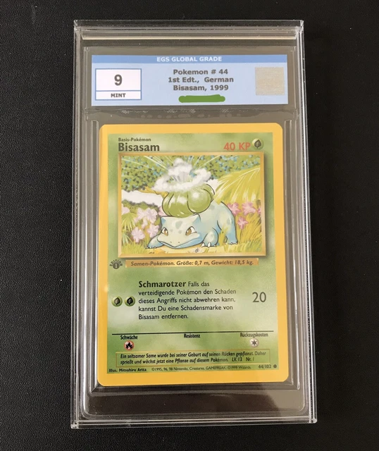 Pokemon Bisasam Base Set 1st Edition PSA EGS 9 MINT Deutsch German 1999 Original