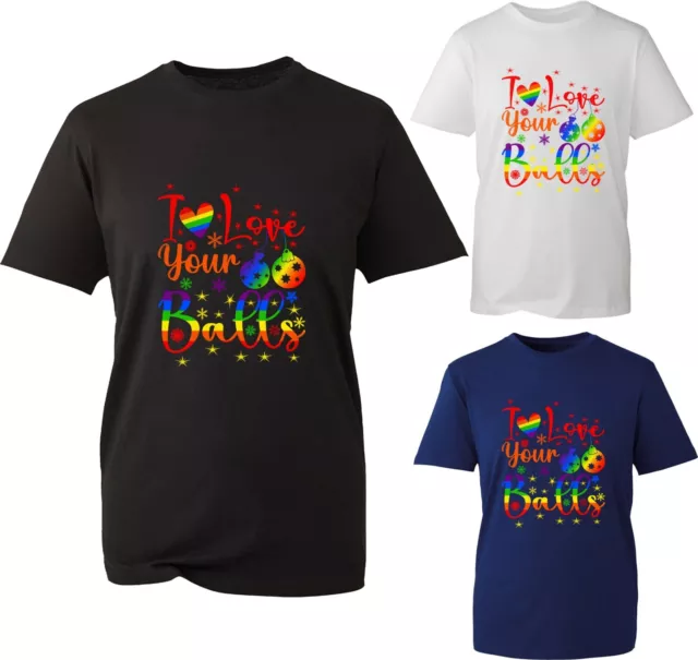 T-shirt I Love Your Balls Buon Natale divertente LGBT Gay Pride LGBTQ + top di Natale