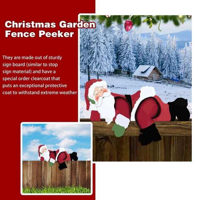 Christmas Garden Fence Peeker Santa Claus Elk Snowman Xmas Garden Outdoor E1X4 3