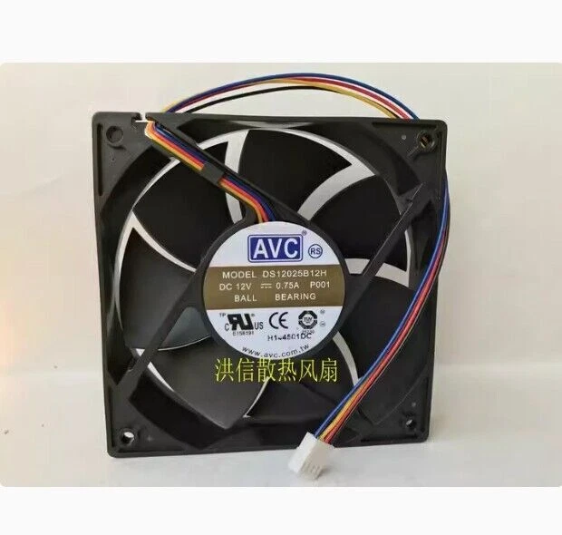 ORIGINAL AVC 12025 DS12025B12H 12V 0.75A PWM Temperature Controlled Fan ...