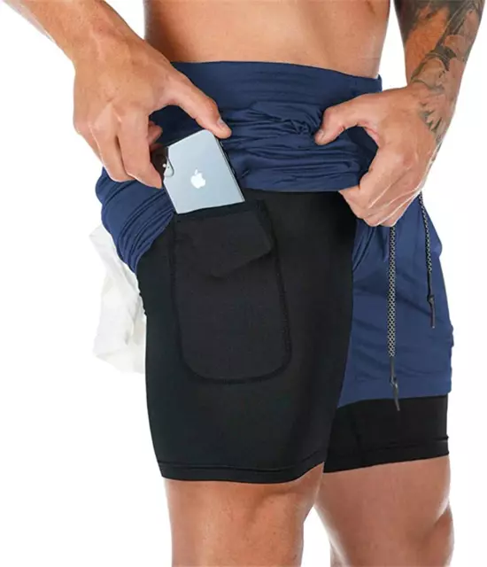 Pantaloncini Sportivo Uomo Tuta Casual Pantaloncini Doppio Strato Sport Da Corso