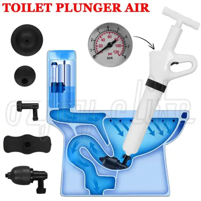 Toilet Plunger Air High Pressure Drain Blaster Manual Pump Sink Pipe Clog Cleane
