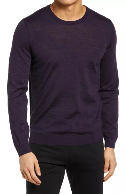 HUGO Hugo Boss L99708 Mens Medium Purple Leno-P Wool Crewneck Sweater Size M
