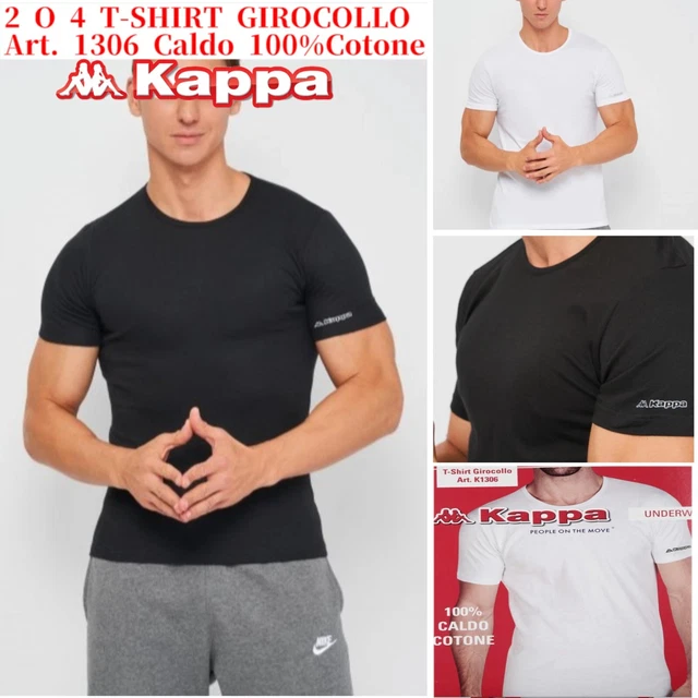 2 O 4 T-Shirt Girocollo Maglia Uomo Kappa Caldo 100%Cotone K1306 Logo Polsini