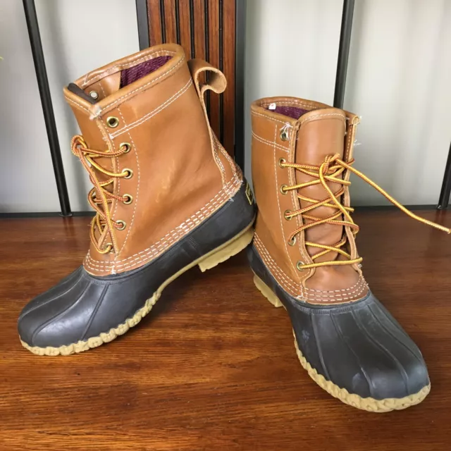 BEAN DUCK BOOTS LL Bean Women SZ 6M Lined Thinsulate GORTEX Brown Leather Rubber