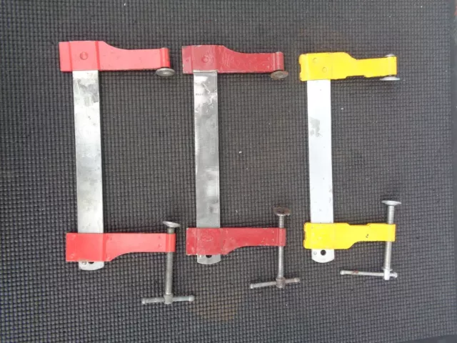 3 - Sliding Bar Clamps 6in - Stanley Handyman H157 and Unmarked