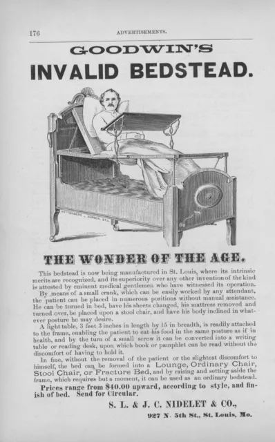 Goodwin's Invalid Bedstead -  S L & J C Nidelet & Co.  -  St. Louis, Mo.  - 1877