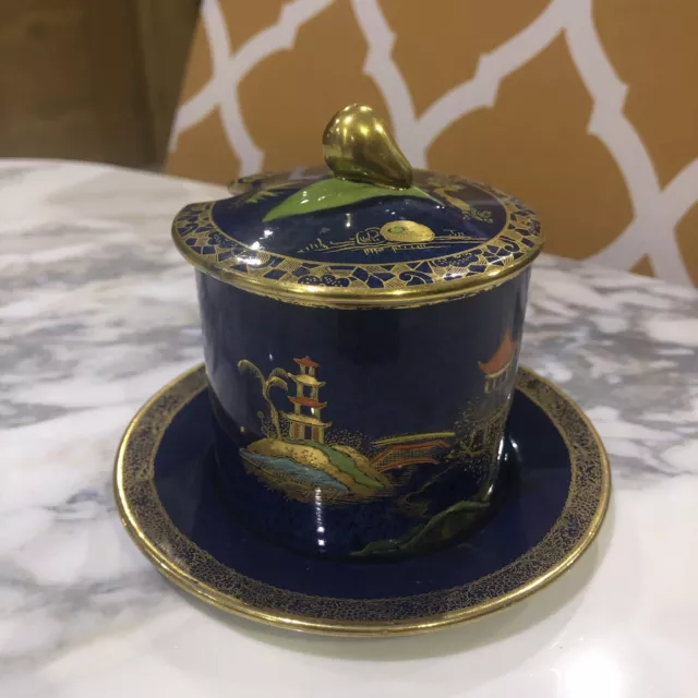 Early Carlton Ware W & R Bleu Royale Mikado  preserve pot ... Post 1926