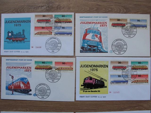 BRD / FDC 1975 Mi. Nr. 836-837 Sammlung, Eisenbahn  Lokomotiven 