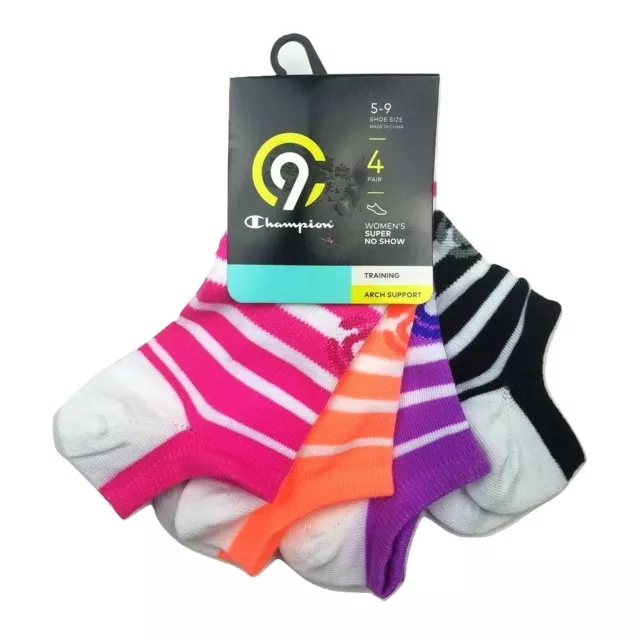 Womens c9 Champion 8 Pack Training Super No Show Socks Arch Support Stripes 3