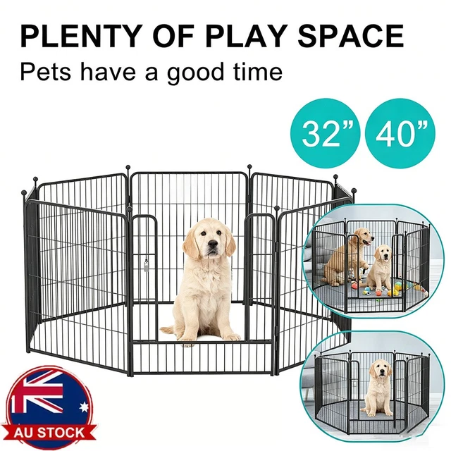 14/32/40& PET DOG Playpen Enclosure 8 Panel Cage Puppy Fence Exercise ...