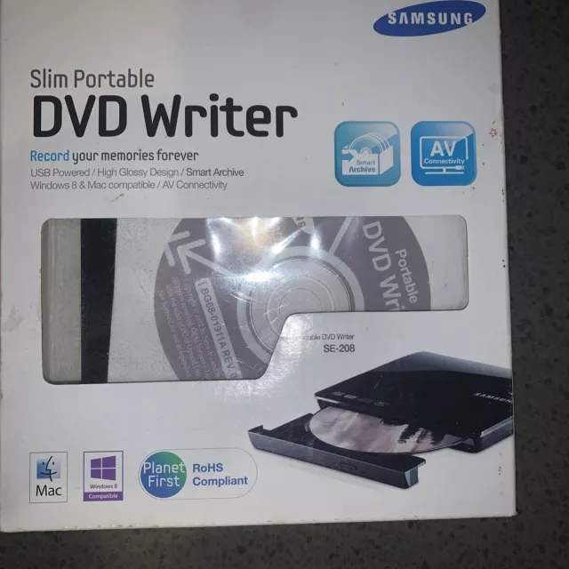 Samsung Slim External DVD Writer Model: SE-208  - USB Connection New. Old Stock