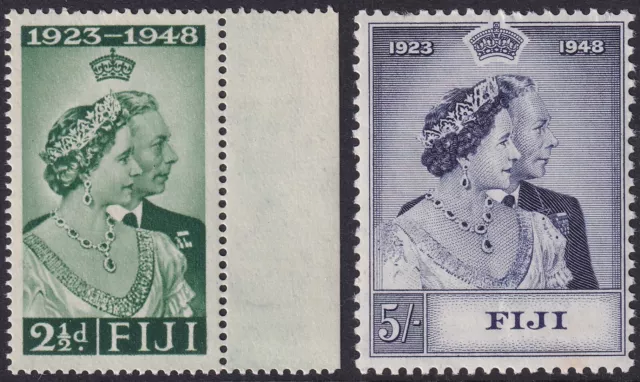 Fiji 1948 Wedding Pair. 2½d. & 5/-. Unmounted Mint. SG 270-71, CV £14