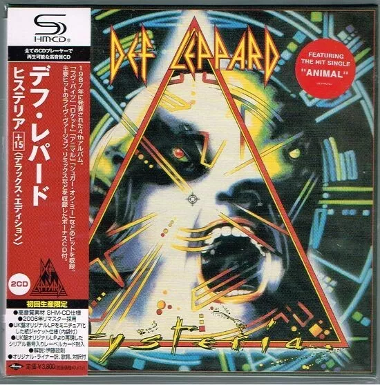 Funda de papel Def Leppard "Hysteria" Edición Deluxe Japón Mini LP 2SHM-CD con OBI