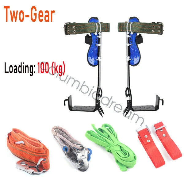 Stainless Steel Tree Climbing Spike Set Safety Belt Adjustable Lanyard w/2 Gear