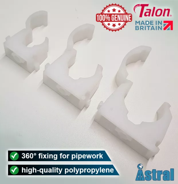 Talon Single Hinged Pipe Clips | Snap-in Open Pipe | 15mm 22mm 28mm | Genuine