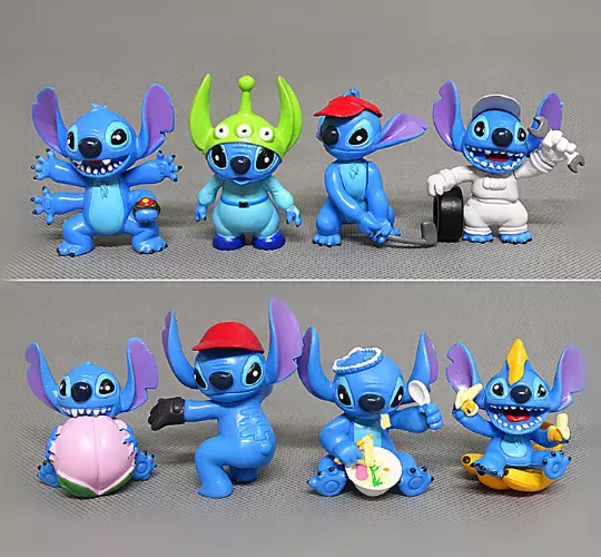 8PCS/SET Disney Lovely Happy Stitch Mini Action Figures PVC Toys Dolls 6cm/2"