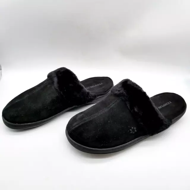 Tempur Pedic Women Black Suede Slide Kensley Clog Slippers 12