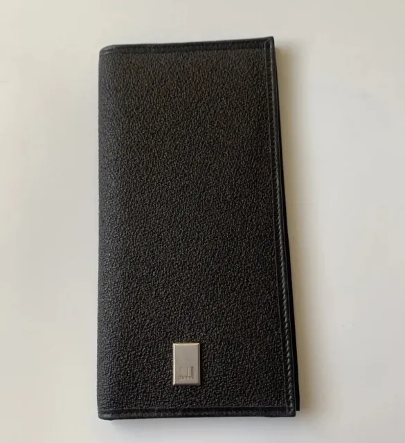 Dunhill Logo Black Leather Long Bifold Wallet/checkbook Holder