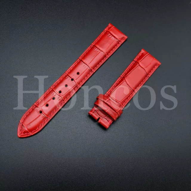 Mens Genuine Leather Watch Strap Wristwatch Belt Bands 20mm RED