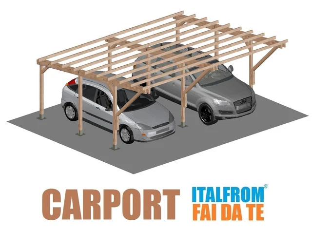Carport Pergola En Bois De Pin Traité - Pour 1 Voiture - Dimensions 4x4 M, Hauteur ~2,5 M - Vert Clair