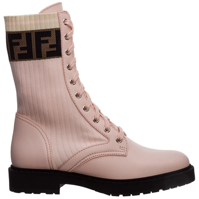 FENDI BOTTINES FEMME 8T6780A3H4F1C3A cuir logo talon carré Rosa