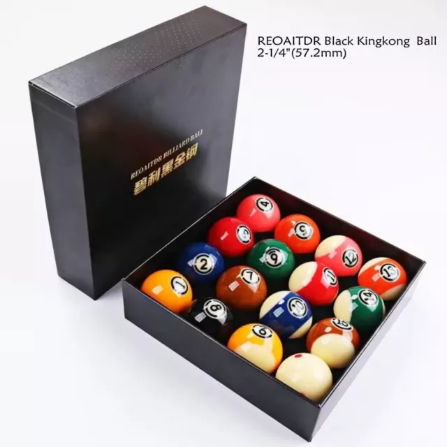 REOAITDR TV-Pro Black Kingkong Blacc Billiard Pool Ball Regular Size 2-1/4" Set