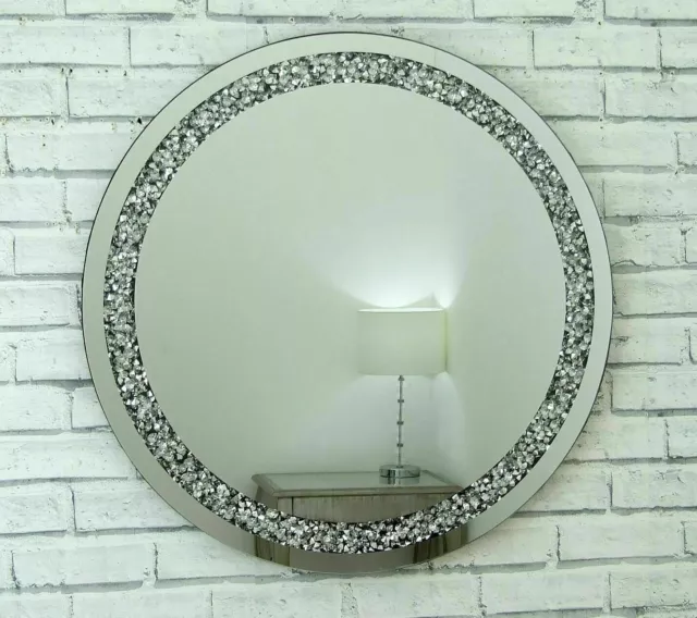 60cm Round mirror crushed jewel diamante wall mirror girls bath room mirror