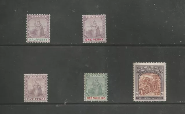 TRINIDAD SG114,115,119,121&125 QV & EVII fine mint selection of 5